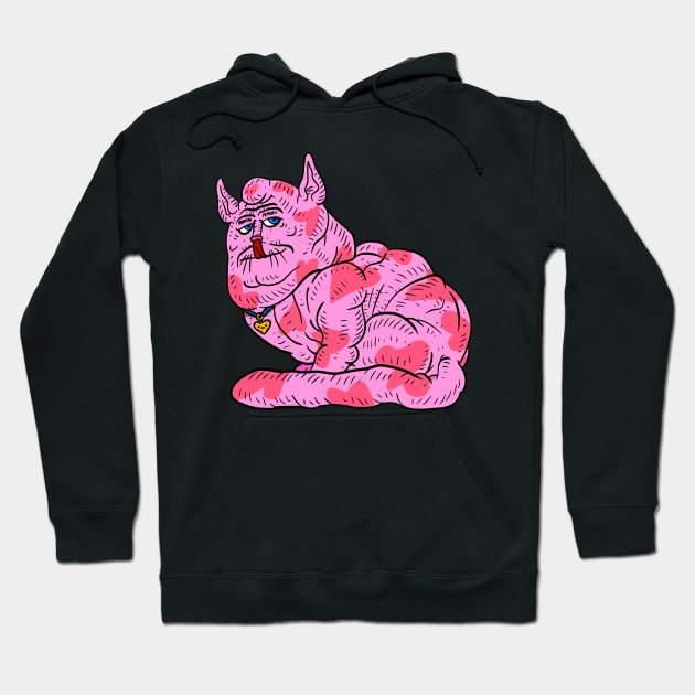 sexy pink cat with beautiful hearts. pink and weird. Hoodie by JJadx